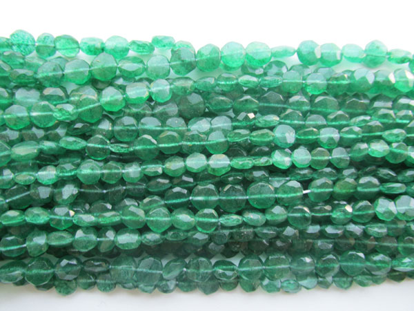 Green Aventurine Faceted Coin Beads